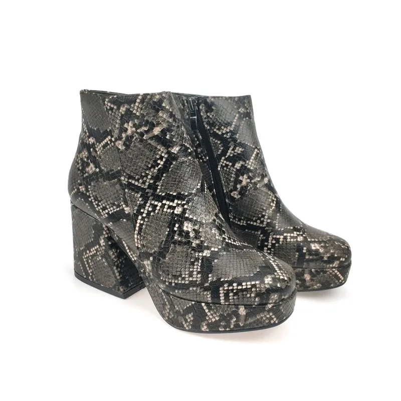 wedge snakeskin boots