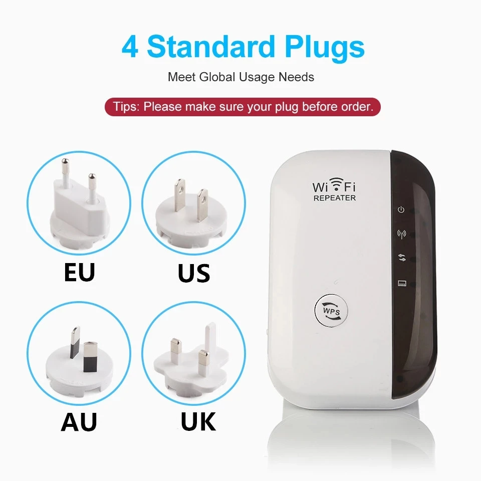 Original Manufacturer US /AU/EU/ UK Plug Wireless Extender Signal Amplifier Booster Wifi Repeater 300Mbps