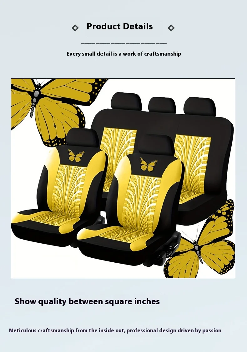 Five-seater 9-Piece Universal Seat Cover Set Exquisite Comfortable Butterfly Indentation Process Design Leather for Foreign supplier