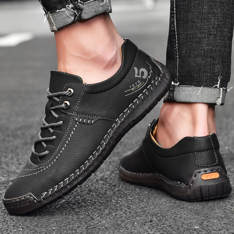 Genuine Leather Men Casual Shoes Luxury Brand 2019 Mens Loafers Moccasins Breathable Slip On 2591