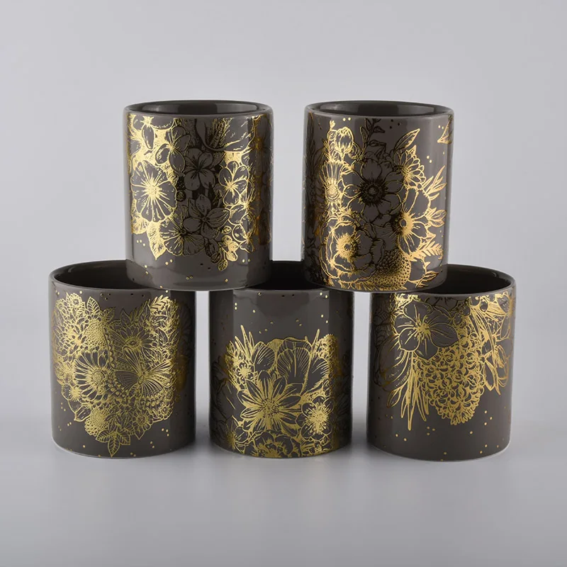 brown glazing glossy ceramic candle jars