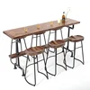 new design fashionable long high industrial vintage restaurant kitchen wood slab bar table