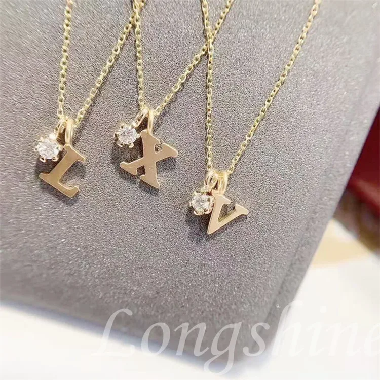 Wholesale Luxury Simple Style A-z Initial Letter Name 18k Real Gold And ...