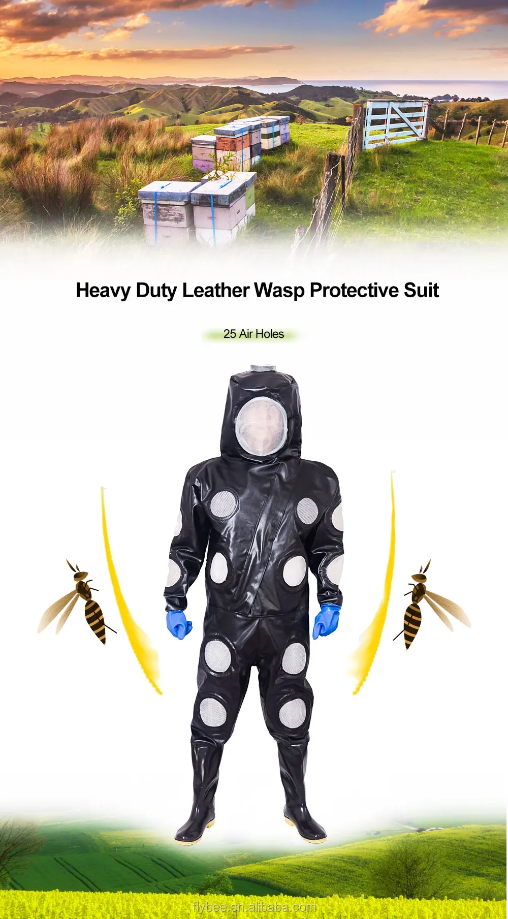 Apibuzz Heavy Duty 25 Air Hole Pu Leather Wasp Protective Suit Clothing Apiculture
