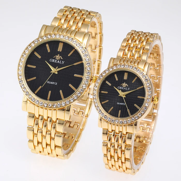 Tw387 Top Brand Grealy Diamond Around Face Steel Couple Watches Quartz
