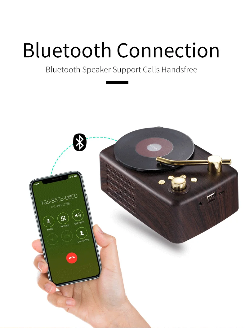 Sikenai CD Retro Bluetooth Speaker Support TF U Disk Aux FM Sound Wireless Bluetooth Speaker Portable - ANKUX.COM