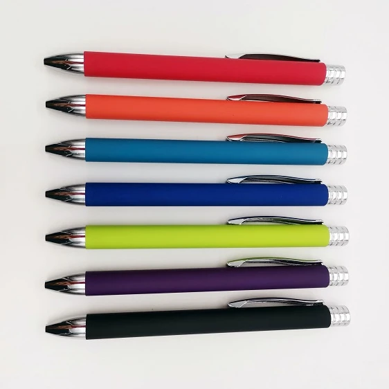 
new metal ball pen rubberized color barrel big custom promotion stationery gift pens 