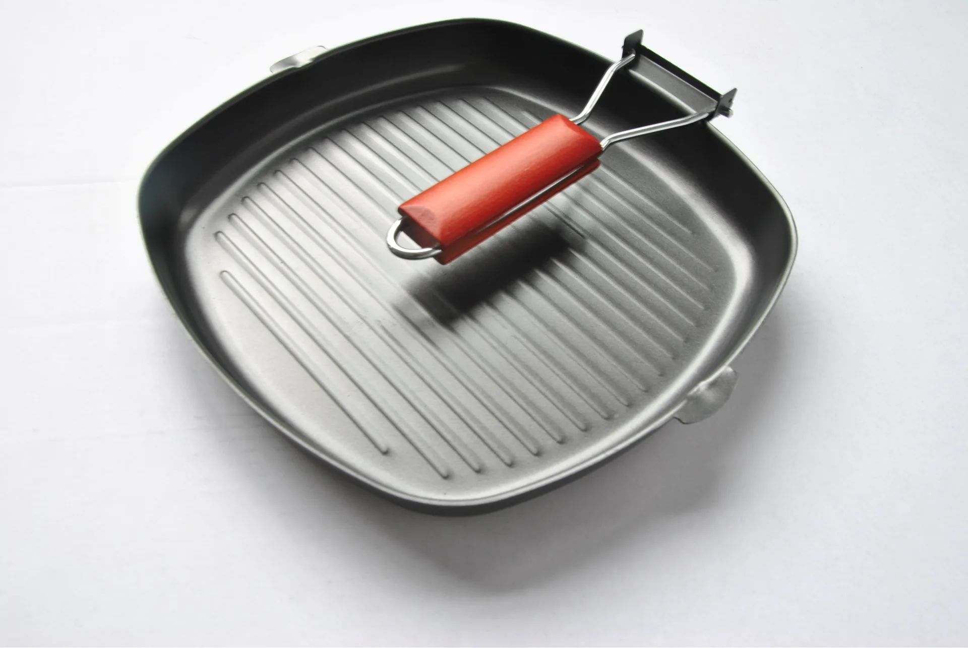 Non-Stick Cast Aluminum Grill Pan Folding steel Handle, 8", Black, Nonstick Cookware