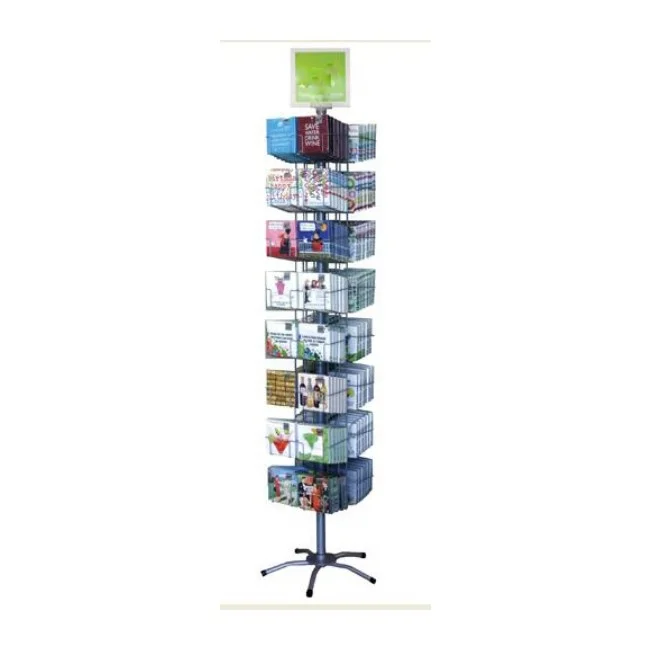 Spinner Floor Pocket Wire Book Stand Greeting Card Rack Book Display