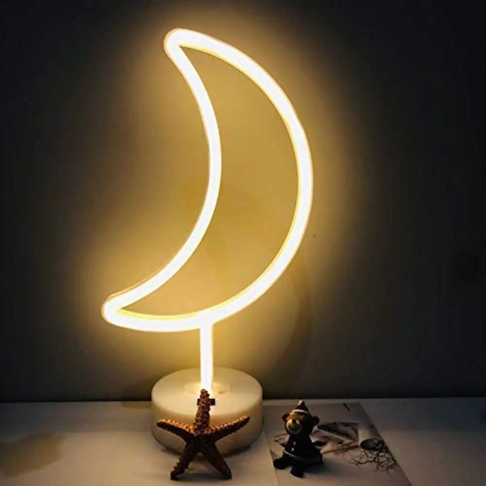 Usb Charging Battery Wall Light Decoration Moon Shaped Led Neon Sign Lights for Christmas Wedding Party Kids Living Room