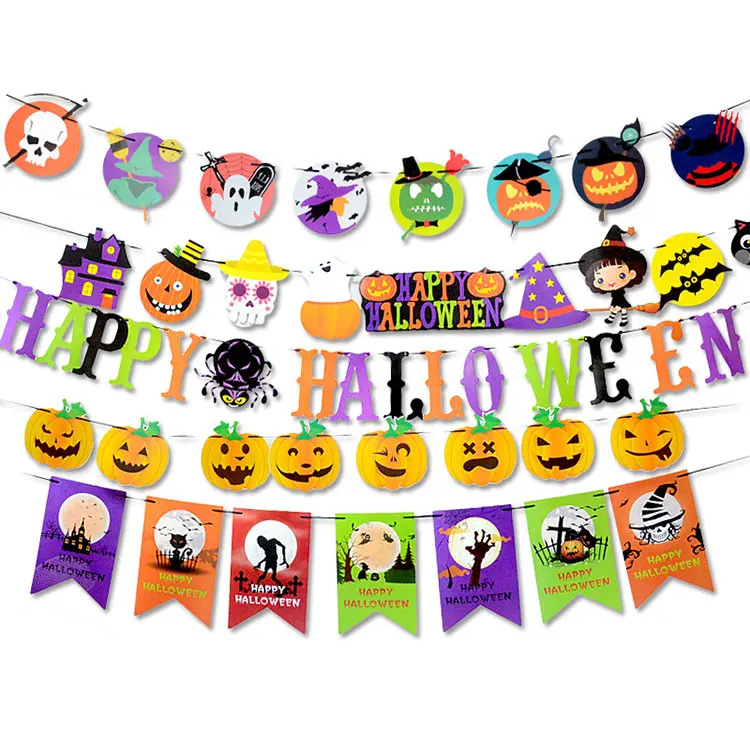 Wholesale DIY Halloween Party Decoration Paper Hanging Flag