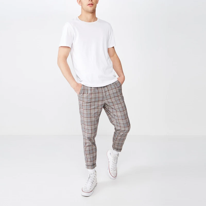 skinny fit plaid pants mens