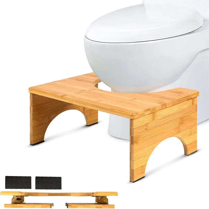 Foldable Wooden Toilet Stool Squatty Potty Bamboo Stool For Bathroom