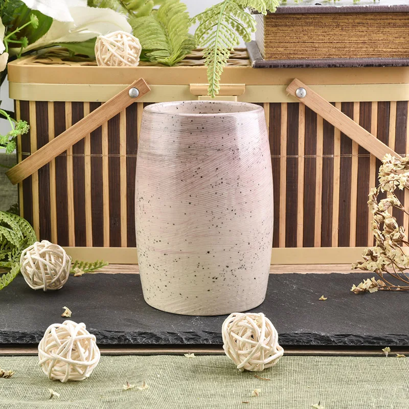 Wholesale Speckled Pink Ceramic Candle Holder Home Decor
