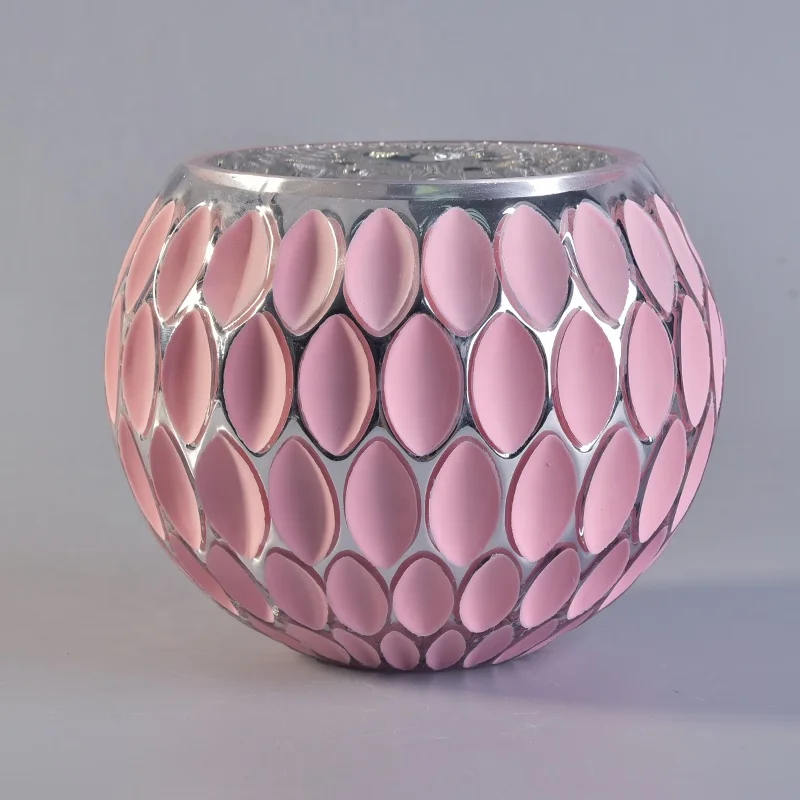 Personalized Glass candle glass jar dome pink