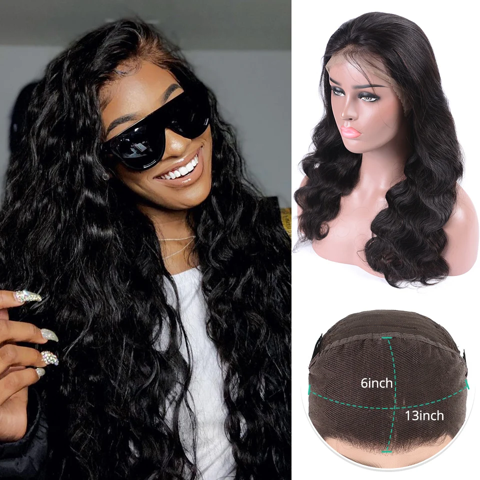 13x6 /13x4蕾丝前人发假发用于黑色女性身体波预拨250密度蕾丝假发带