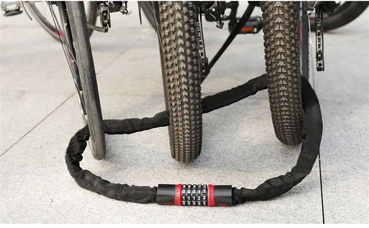 2020 New Design 5 Digit Combination Bike Anti-theft Bicycle Chain Password Lock,Mountain Bike Steel Lock
