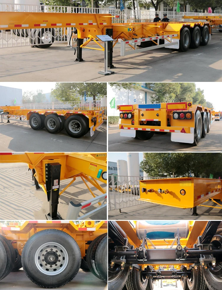 China Trailer Factory Big Sale New 3 Axle Container 40ft Truck Trailer Chasis Skeleton Semi Trailer