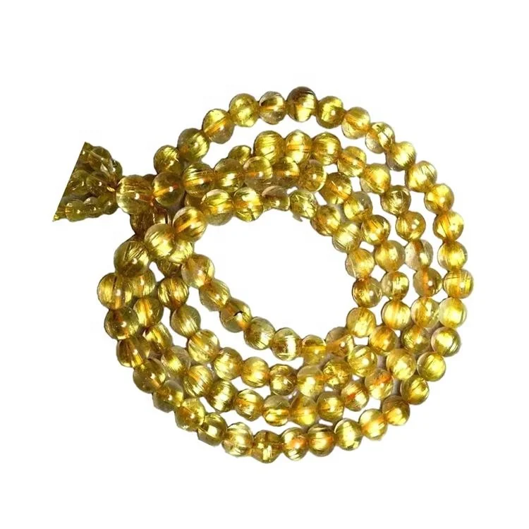 自然和高品质金色金红石发晶宝石项链