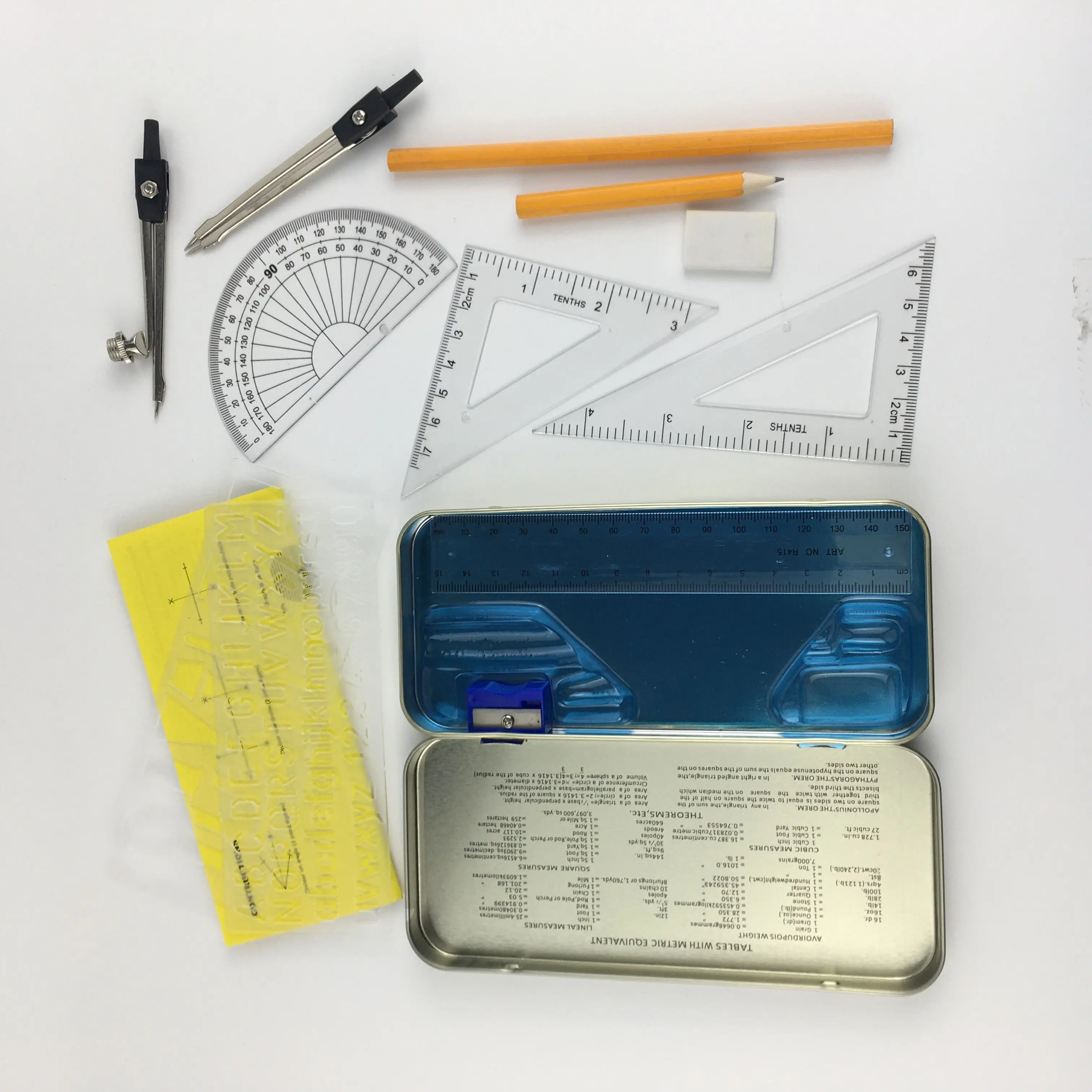 Compass Math Instruments Set Plastic Compass Ruler Iron Box Max Metal