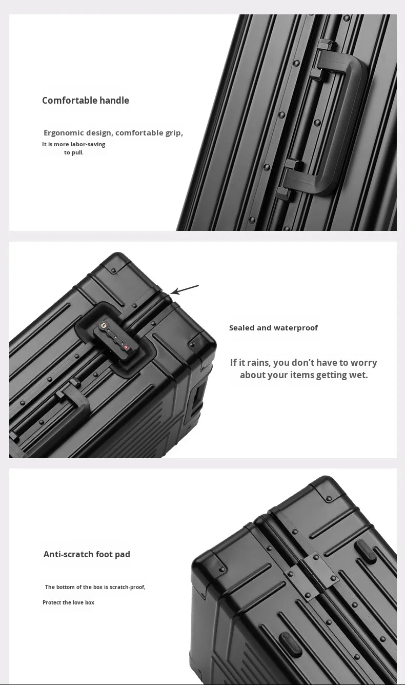 product 2026 modern design aluminum luggage carry on boarding 20 in durable trolley suitcase tsa lock business metal travel case-16