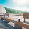 Customize Outdoor Public Bench Painted Galvanized Steel Wooden Bench with Backrest and Armrest