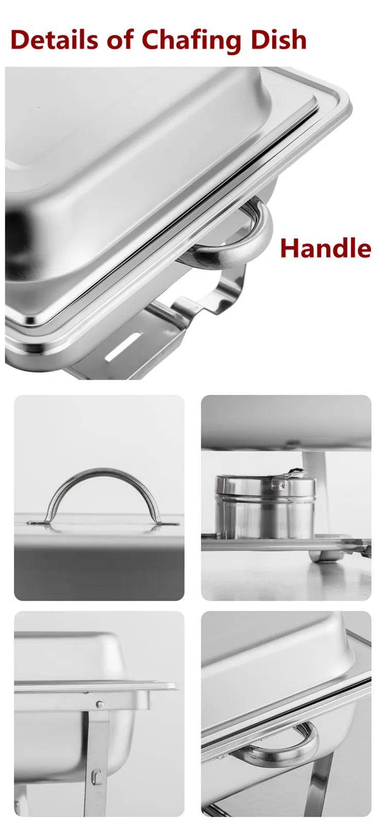 hotel buffet rectangle stainless steel kitchen equipment Capacity 9 liter chaffing dishes for catering