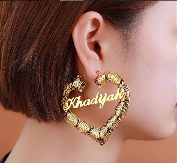 Wholesale Personalized Jewelry Wholesale Custom Bamboo Earrings Name Earrings for Women From m.alibaba