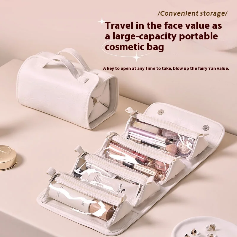 Large-Capacity Four-In-One Detachable Folding Cosmetic Bag Portable Cross-Border Travel Storage New Design Makeup Organizer