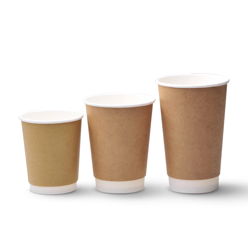 Paperboard Cup Double Wall Insulated Boba Paper Cups Compostable Kraft