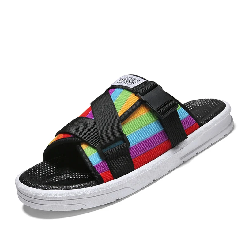 adidas slippers rainbow