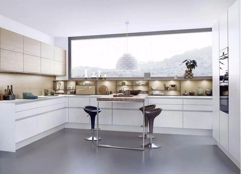 European style white modern melamine kitchen cupboard made in china
