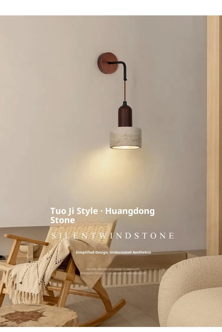 现代黄色洞石发光二极管壁灯可调光暖白光高CRI 90节能壁挂式家居装饰