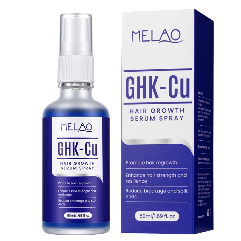 MELAO OEM GHK-CU & AHK-CU hair growth serum spray Promote thicker strengthen hair roots blue Copper Peptide hair growth spray