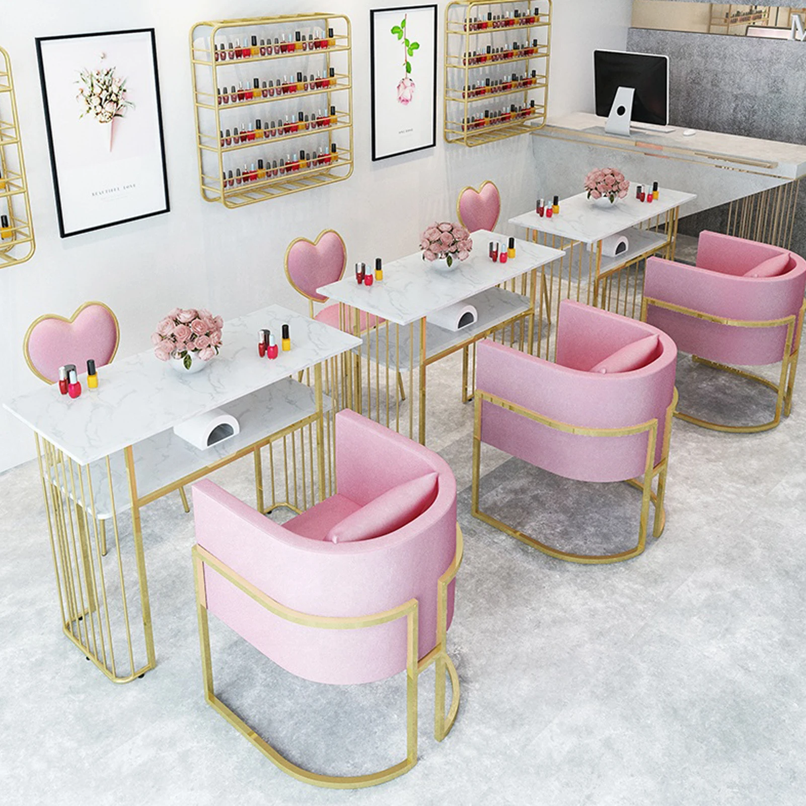 Modern Nordic Light Luxury Marble Table Economic Metal Nail Manicure Salon Table Buy Nail