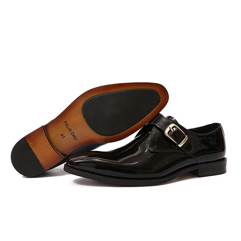 Zapatos de vestir de cuero para hombre, charol italiano clásico