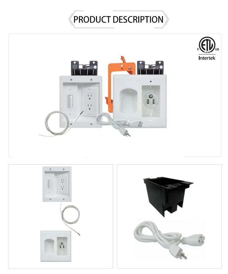 DataComm Flat Panel TV Cable Organizer Remodeling Kit with Receptacle