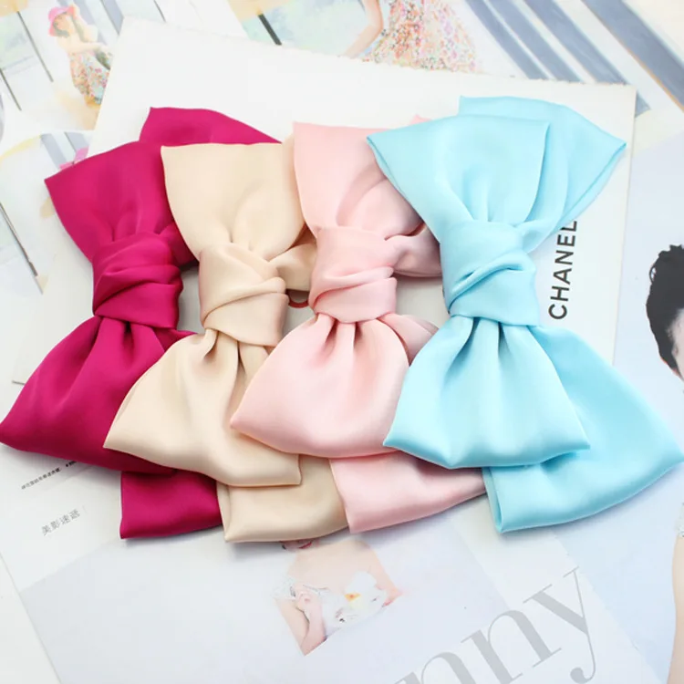 LRT Wholesale Custom Fashion Women Bow Hair Band Plain Satin Butterfly Bowknot Hair Clips For Girls.jpg