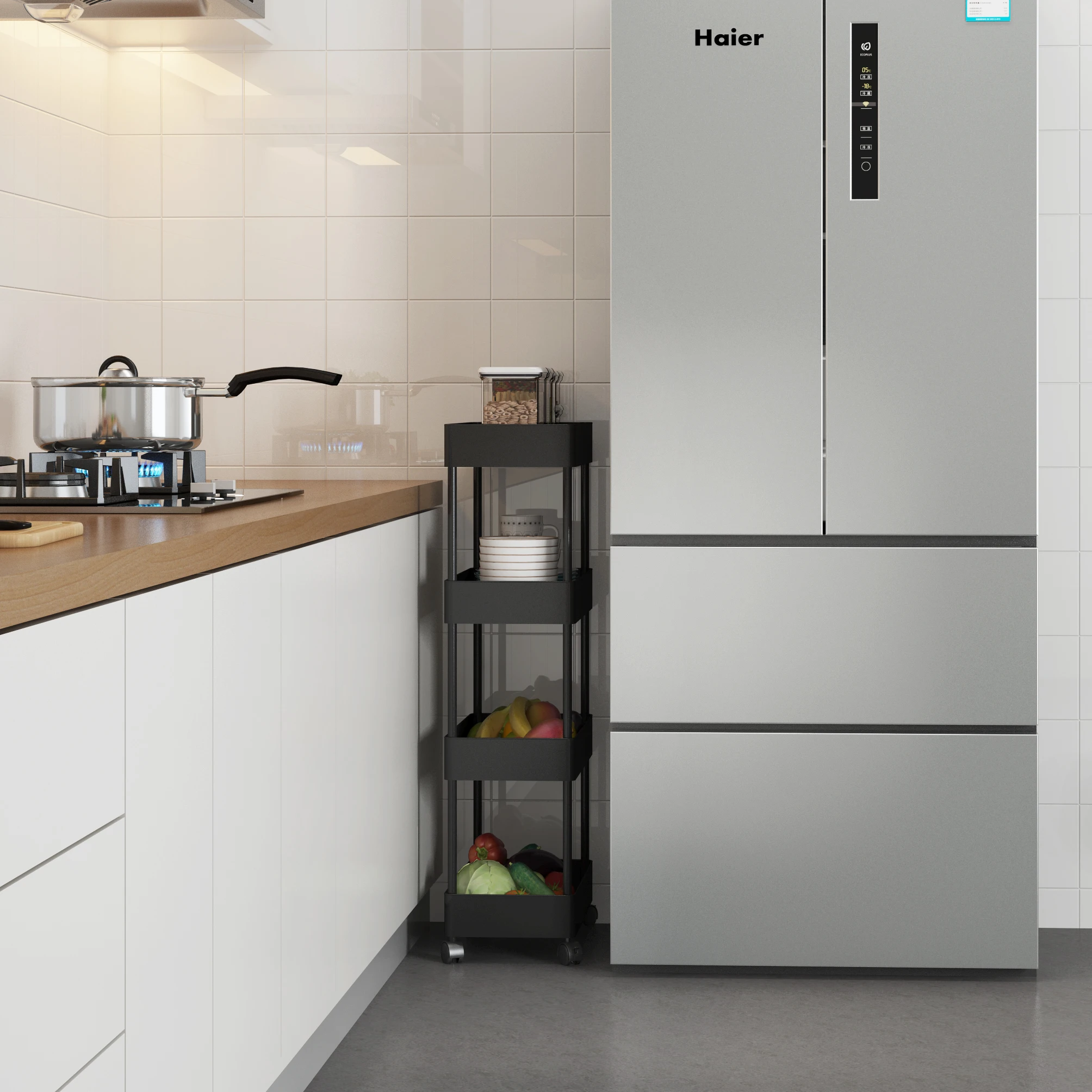 Removable Fourstory Kitchen Floortoceiling Storage Rack Buy Mobile