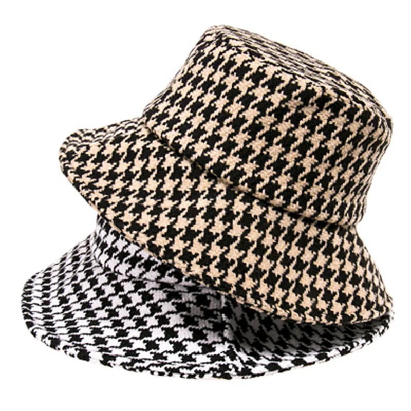 Winter Women Warm Foldable Houndstooth 