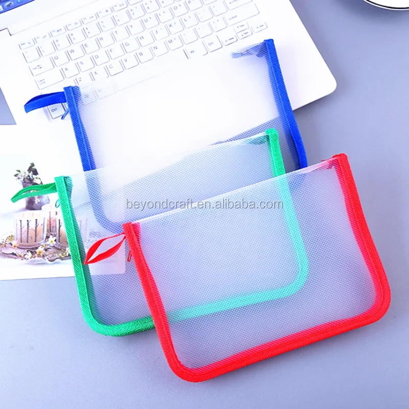 A5 Size Pp Plastic Documents Folder Clear Poly File Bags With Zipper