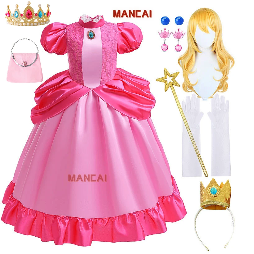 princess peach dress costume Super Bros Peach Cosplay – CoserZ hand wash or spot wash recommended Girl Peach Cosplay Costume Dress