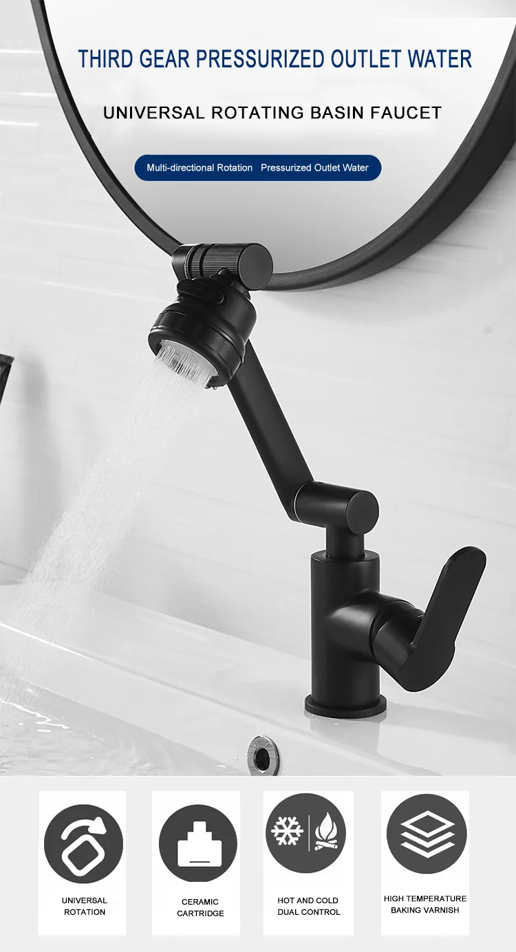 New Style Modern Single Hole 720 Degree Chrome Bathroom Faucet Basin Mixer