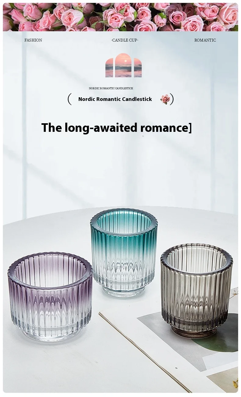 product cylindrical colored glass candle jar luxurious striped empty candle jars-0