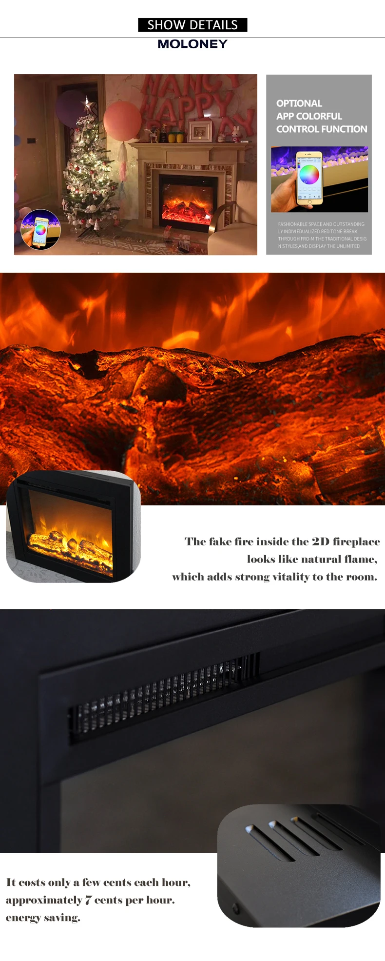 Electric Fireplace, 30-inch, 750W, Insert - detail 6