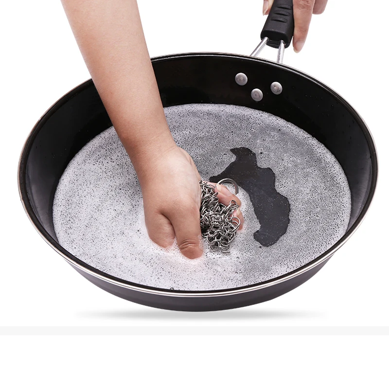 SGS Certificated Stainless Steel Single Ring Chainmail Mesh Scrubber For Cleaning