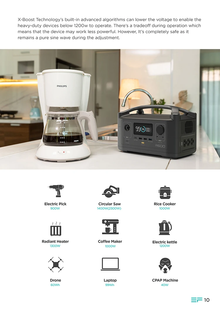 Outdoor Power EcoFlow RIVER 600 Camping Portable Power Station with APP Wifi Entertainment Lighting