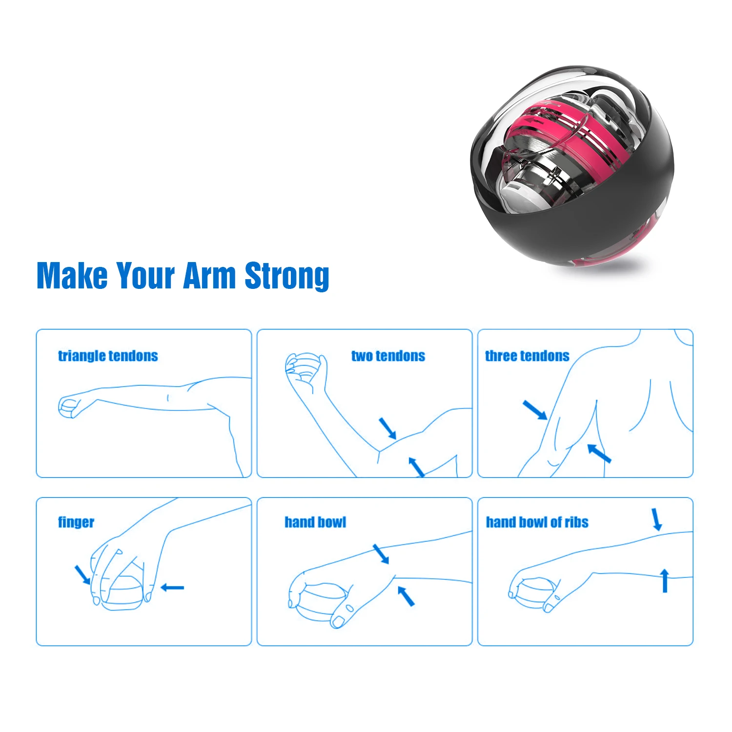 Custom Logo Wrist Exerciser Workout Toy Roller Led Light Wrist Ball For Exerciser Office Computer Users