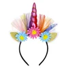Wholesale Best quality Kids Beautiful Unicorn Hair Accessories Colorful Flower Glittrer Ears Unicorn Headband with Tulle