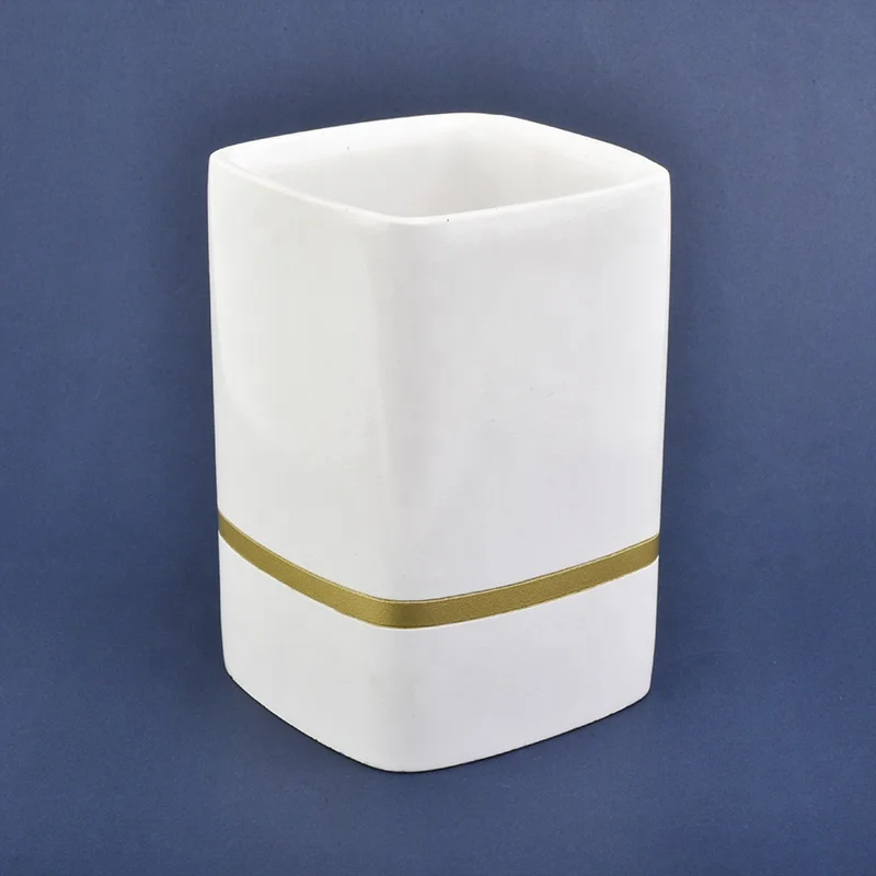 Square white glazed custom ceramic candle containers votive scented candle holders wedding decor